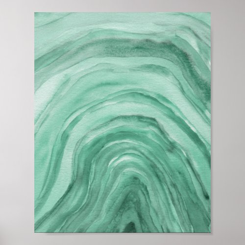 Abstract Green Abstract Agate Watercolor Art Poster