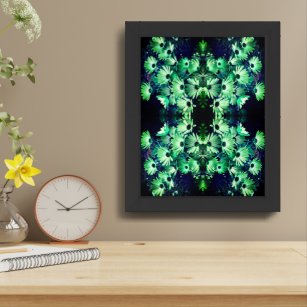 Abstract Green African Daisies Flower Art Framed Framed Art