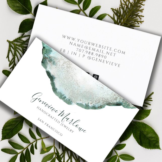 Abstract Green Agate Jewelry Designer Business Card (Creator Uploaded)