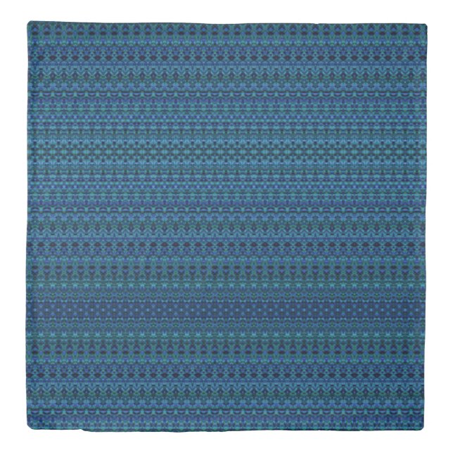 Abstract Green and Blue Damask Duvet Cover (Front)