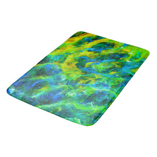Abstract Green and Blue Flames Bath Mat