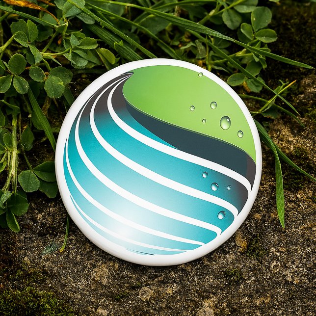 Abstract Green and Blue Globe Modern Earth  Button (Creator Uploaded)