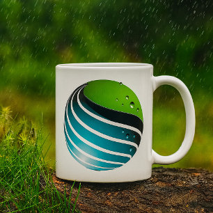 Abstract Green and Blue Globe Modern Earth Coffee Mug