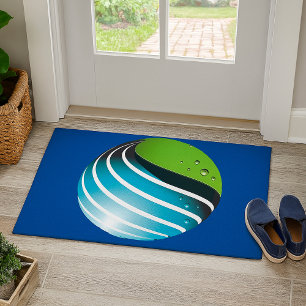 Abstract Green and Blue Globe Modern Earth Doormat
