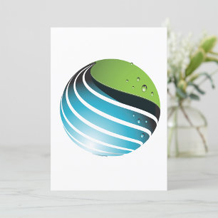 Abstract Green and Blue Globe Modern Earth  Invitation