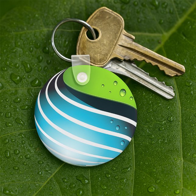 Abstract Green and Blue Globe Modern Earth  Keychain (Creator Uploaded)