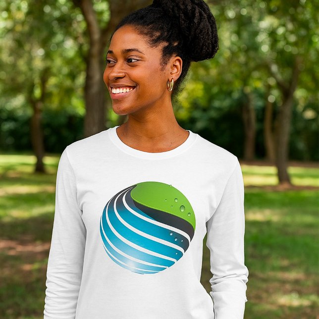Abstract Green and Blue Globe Modern Earth  T-Shirt (Creator Uploaded)