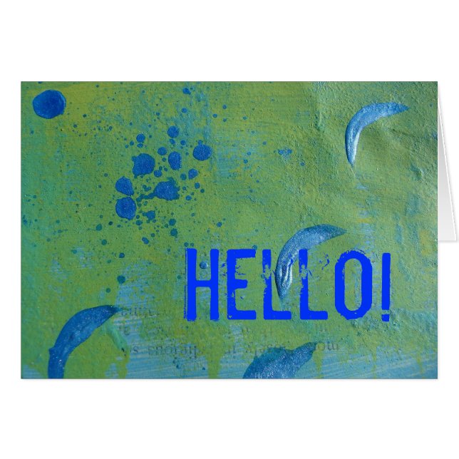 Abstract Green and Blue, Hello! Cards (Front Horizontal)