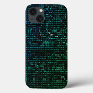 Abstract Green and Blue Matrix Digital iPhone 13 Case