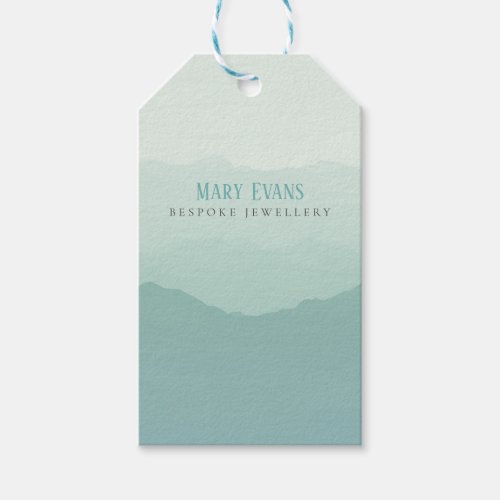 Abstract green and blue mountains gift tag