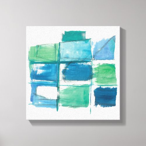 Abstract Green And Blue On White Canvas Print