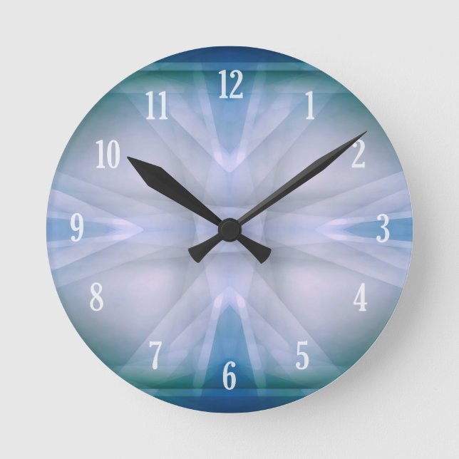 Abstract green and blue pattern round clock (Front)