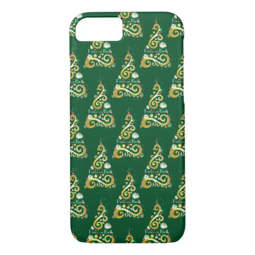 Abstract green and gold Christmas tree pattern iPhone 87 Case