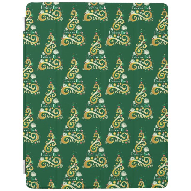 Abstract green and gold Christmas tree pattern iPad Smart Cover (Front)
