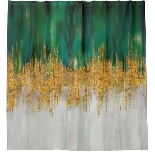 Abstract Green and gold motion Shower Curtain
