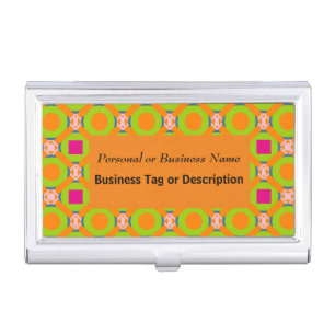 Abstract Green and Orange Pattern with Circles Business Card Case