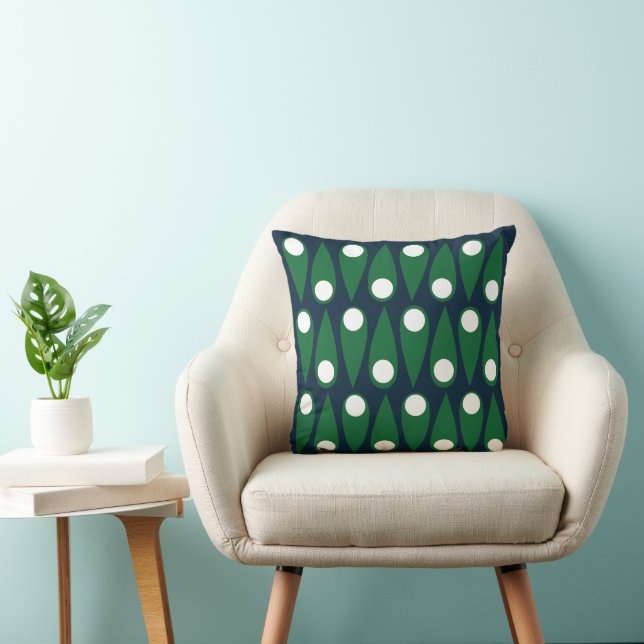 Abstract Green and White Abstract Pattern  Throw Pillow (Chair)