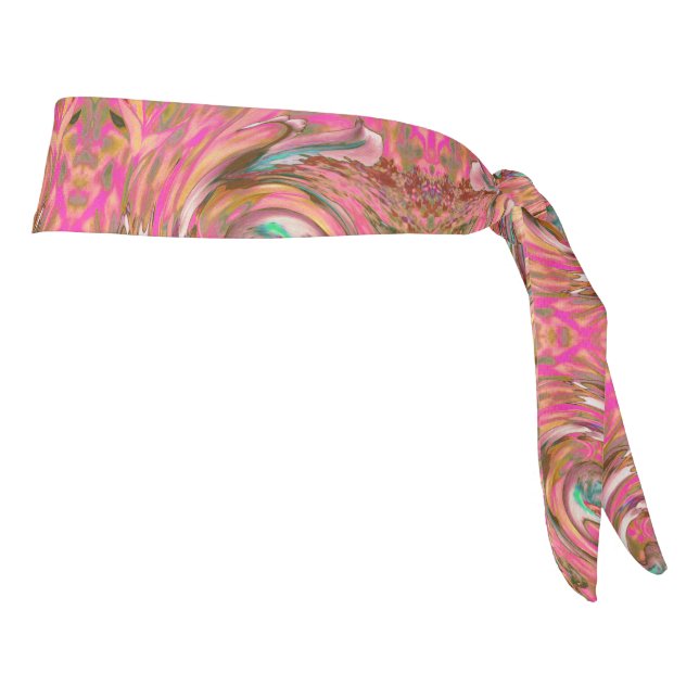 Abstract Green and White Groovy Floral Wave Tie Headband (Rotate 90)