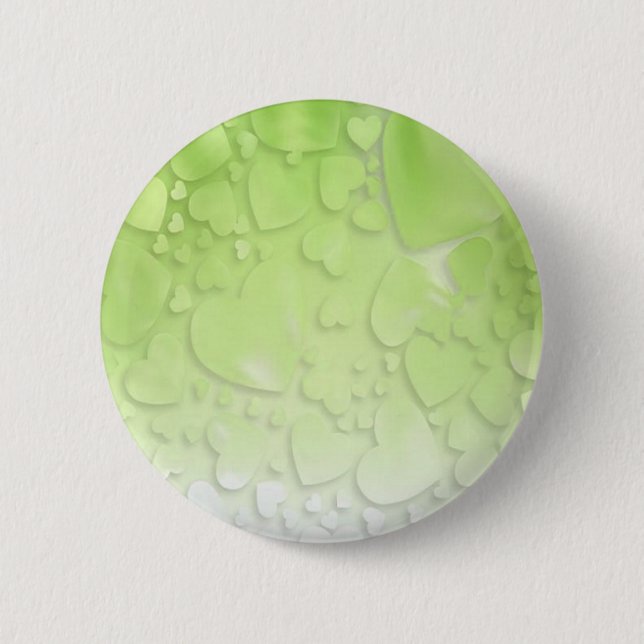 Abstract green and white hearts button (Front)