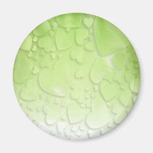Abstract green and white hearts magnet