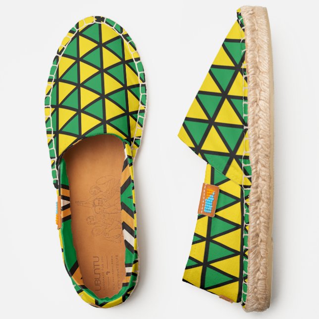Abstract Green and Yellow Pattern Espadrilles (Side)