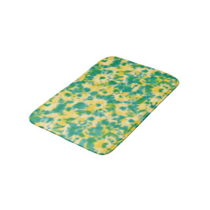 Abstract Green and Yellow Watercolor Tie Dye Bath Mat