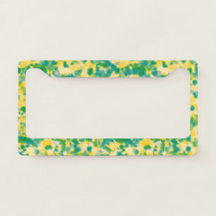 Abstract Green and Yellow Watercolor Tie Dye License Plate Frame