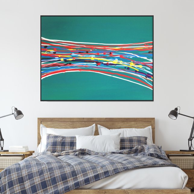 Abstract Green Art Contemporary Modern Canvas Print (Insitu(Bedroom))