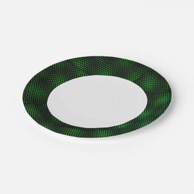 Abstract Green Background Paper Plates (Angled)