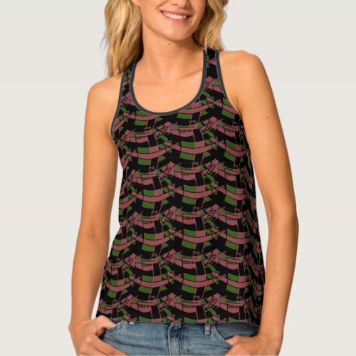 Abstract  Green Black Colorful Tank Top