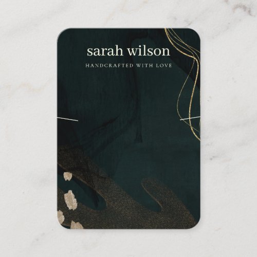 Abstract Green Black Gold Band Necklace Display Business Card