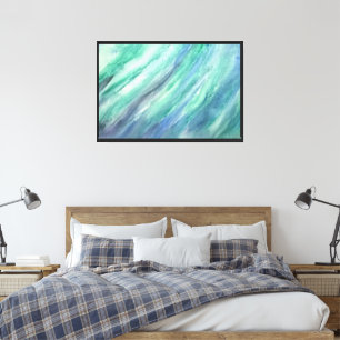 Abstract Green Blue Ocean Art Contemporary Modern Canvas Print