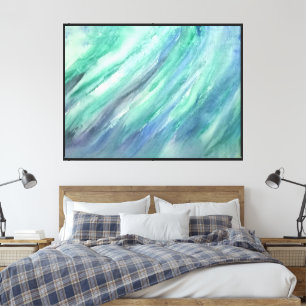 Abstract Green Blue Ocean Art Contemporary Modern Canvas Print