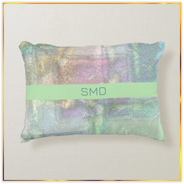 Abstract Green Blue Pink Textured Pattern Accent Pillow (Creator Uploaded)