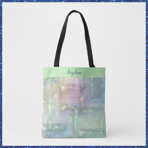 Abstract Green Blue Pink Textured Pattern Tote Bag