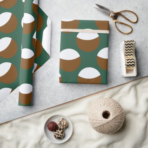 Abstract Green Brown Spheres Wrapping Paper