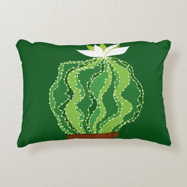 Abstract green cactus seamless pattern accent pillow (Front)