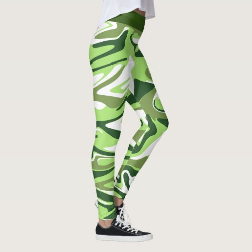 Abstract Green Camouflage Marble St Patricks Day Leggings