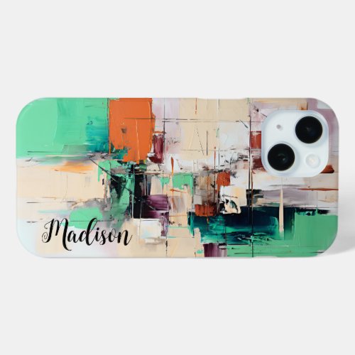 Abstract Green Canvas  _  iPhone 15 Case
