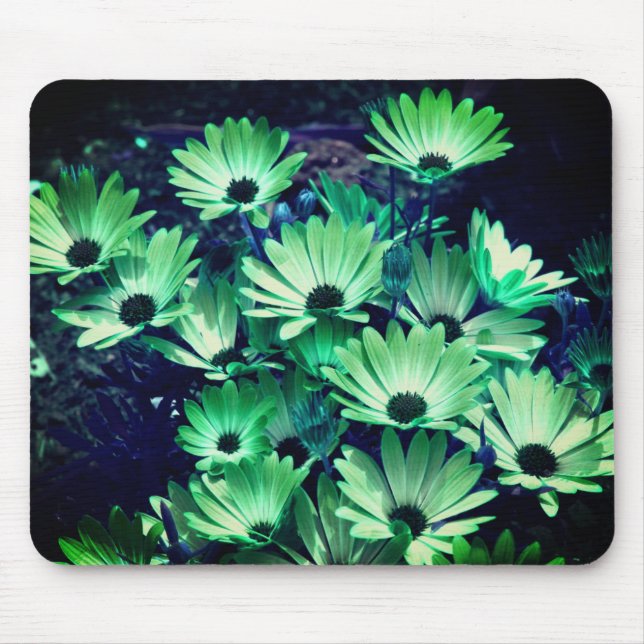Abstract Green Daisies Flower Art Mouse Pad (Front)