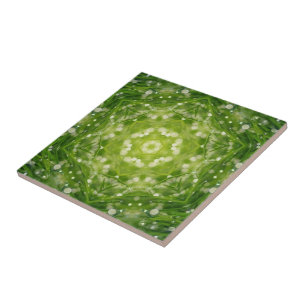 Abstract green decorative print ceramic tile