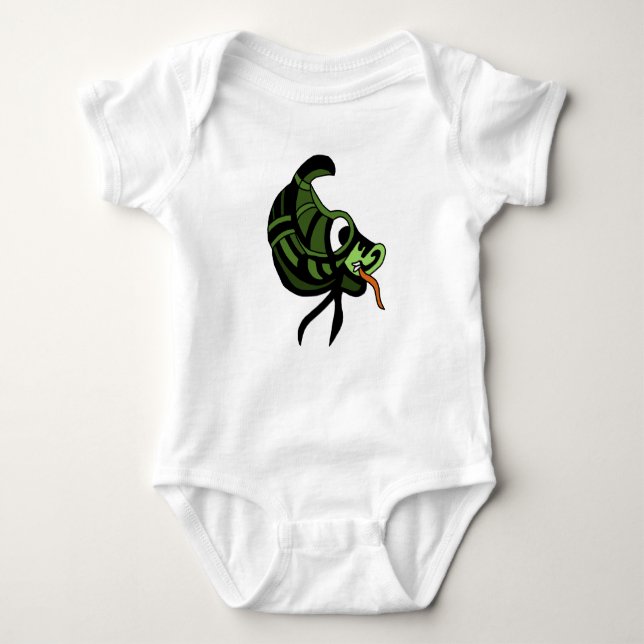 Abstract Green Dragon Head Baby Bodysuit (Front)