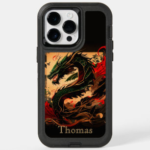 Abstract Green Dragon iPhone 14 Pro Max Case