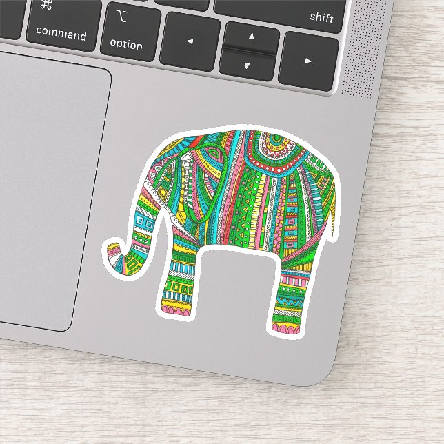 Abstract green elephant. Geometric african animal  Sticker (Detail)