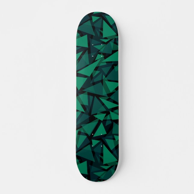 Abstract green emerald polygonal pattern  skateboard (Front)