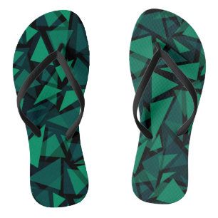 Abstract green emerald polygonal pattern throw pil flip flops