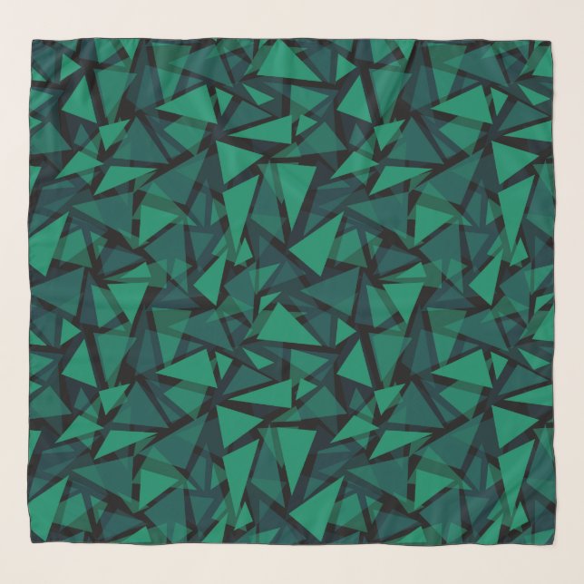 Abstract green emerald polygonal pattern throw pil scarf (Front)