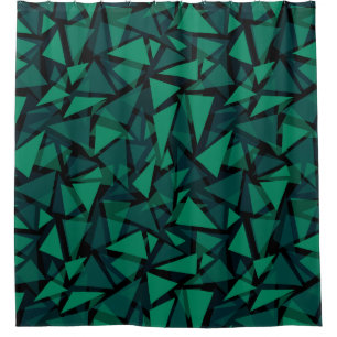 Abstract green emerald polygonal pattern throw pil shower curtain