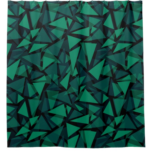 Abstract green emerald polygonal pattern throw pil shower curtain (Front)