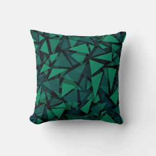 Abstract green emerald polygonal pattern throw pillow